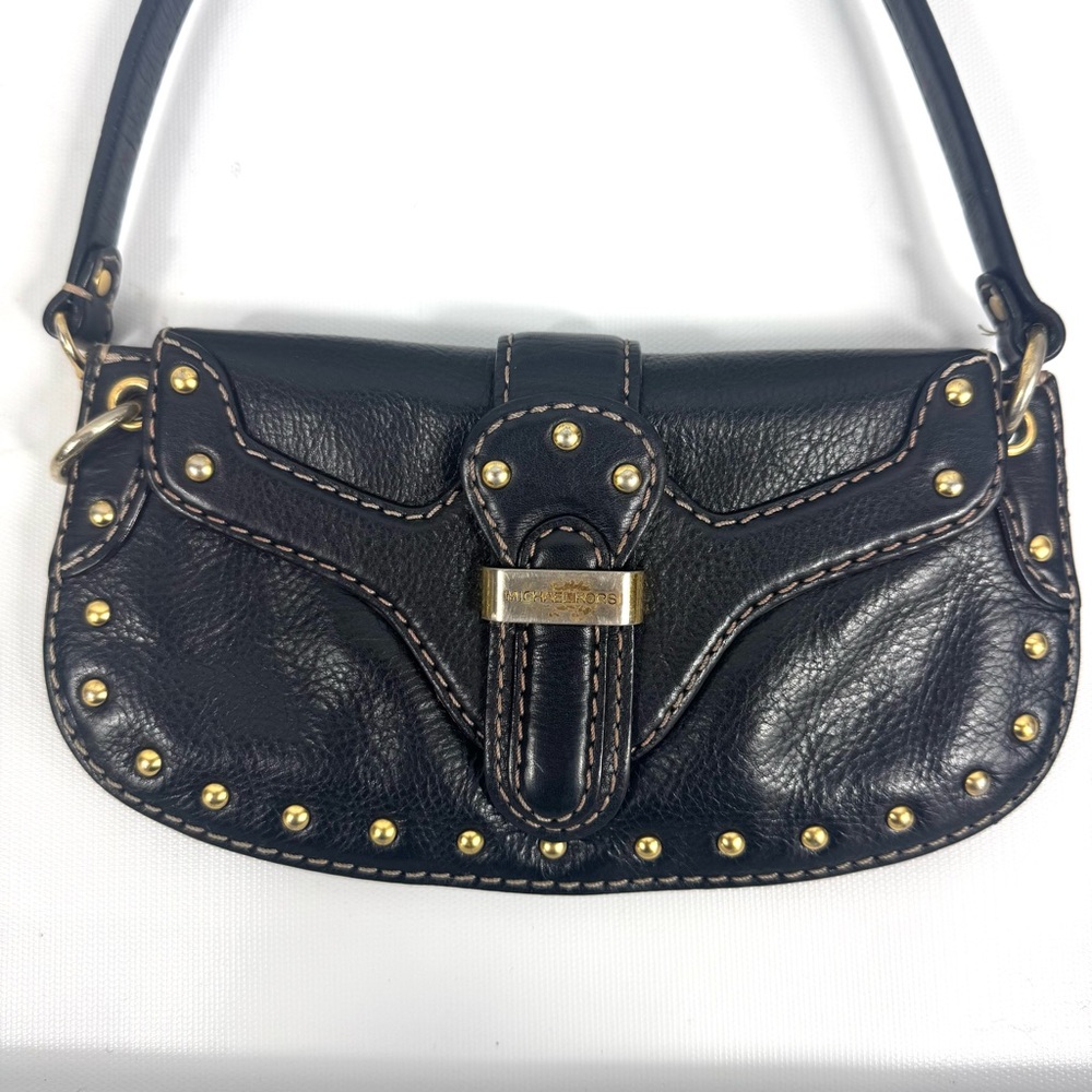 MICHAEL Kors Uptown Astor Blk Leather Stud Mini Purse Wristlet Shoulder Belt Bag